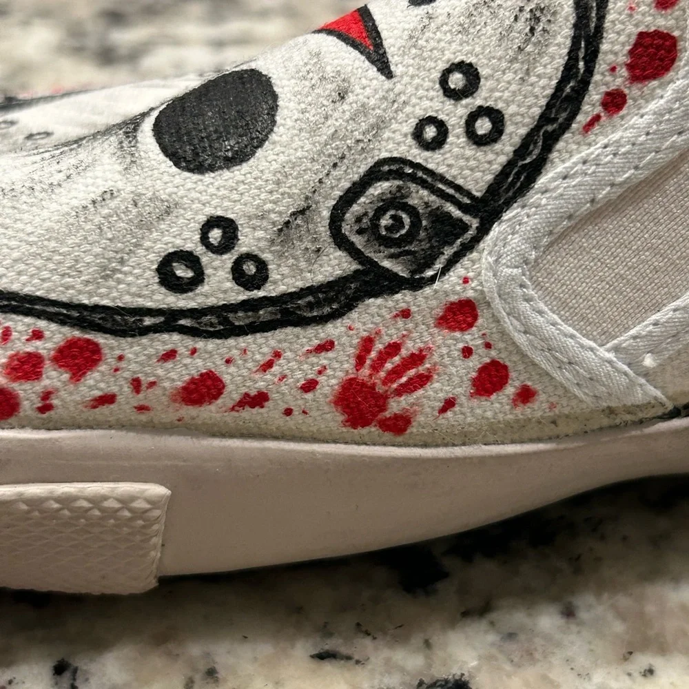 Hand Painted Custom Horror Themed‎ Slip-On Shoes Jason & Michael M7.5 W9.5